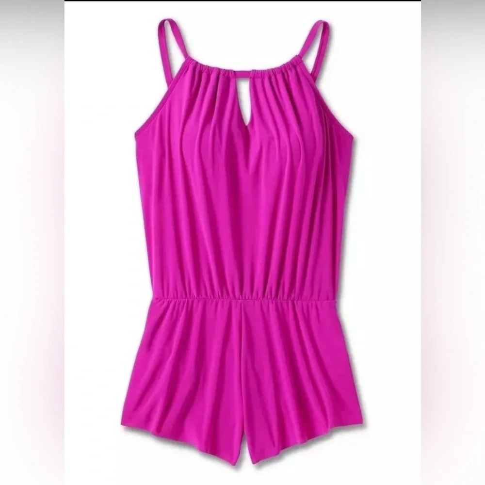 Aqua Green Size Large Small Dark Pink Swim Romper 1 Piece Swimsuit Pockets Small
